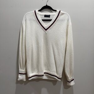 Classic White V-Neck Men's Sweater
